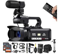 Acuvar 4K 64MP Video Camera Camcorder Vlogging Camera for YouTube 60FPS 18X Zoom Video Camera, WiFi, Webcam, External Mic, 2 64GB SD Cards, 50" Tripod, Case, Card Reader, Remote Control, Dual Charger