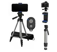 Acuvar 50 Inch Aluminium Camera Tripod with Universal Smartphone Mount and Wireless Remote Control Camera Shutter for All Smartphones