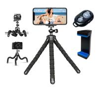 Acuvar 6.5” inch Flexible Tripod with Universal Mount for All Smartphones with Wireless Remote Control & an eCostConnection Microfiber Cloth