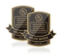 Acuxiaza 2 Pack No Cold Callers Sign for Front Door 12x12 cm No Cold Calling Sign Polite Notice Sticker Acrylic Self Adhesive Signs for House Business Stores Door Windows Indoor and Outdoor