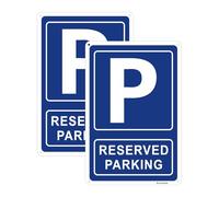 Acuxiaza 2 Pcs Reserved Parking Sign 20 x 30cm Aluminium Reflective Warning Private Parking Sign, with Pre-Drilled Holes, Weather Resistant, Waterproof, Indoor or Outdoor Use
