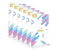 Acuxiaza A5 Acrylic Sign Holder with Base 6 Pack Menu Holders for Tables T-Shaped Double Sided Display Stand Clear Menu Poster Holder Stand for Restaurant, Hotel, Office, Documents