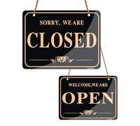 Acuxiaza Open Closed Sign for Business 15x20cm Acrylic Double Sided Business Hours Hanging Sign with Rope Open/Closed Door Signs for Shop, Store, Office, Restaurants, Bars, Hotel, 1 Pack