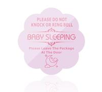Acuxiaza Pink Baby Sleeping Sign Acrylic 20x20 cm Baby Sleeping Door Sign Self Adhesive Flower Shaped Sign DO NOT Knock OR Ring Bell for Home Bedroom Decoration