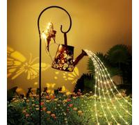 ACUYE Solar Garden Lights & Watering Can with 36 LED String Lights - Waterproof Butterfly & Elf Decorations for Patio, Porch, and Yard
