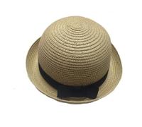 ACVIP Children Girls Boys Summer Straw Bowler Derby Hat Kids Roll up Brim Dome Cap (Beige)