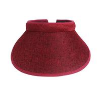 ACVIP Women's Cotton Linen Visor Sun Hat Headband (Dark Red)