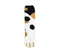ACVIP Women's Cute Kitty Cat Paws Coral Fleece Slipper Socks Winter Warm Home Sleeping Cozy Sock a Pairs(Black Dots)