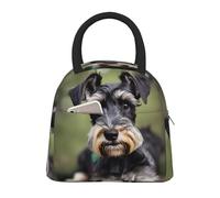 ACVnbm Adorable Schnauzer Print Large Insulated Lunch Bag,Work Lunch Box,Portable Lunchbox with Zippers & Front Pocket