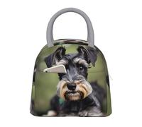 ACVnbm Adorable Schnauzer Print Large Insulated Lunch Bag,Work Lunch Box,Portable Lunchbox with Zippers & Front Pocket