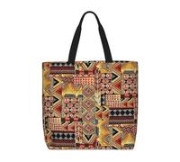 ACVnbm African Textile Patchwork Print Large Capacity Zipper Tote Bag,Single Shoulder Bag With Inner Pocket For Daily Outings