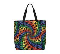 ACVnbm Bear Dancing Tie Dye Print Large Capacity Zipper Tote Bag,Single Shoulder Bag With Inner Pocket For Daily Outings