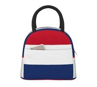 ACVnbm Dutch Flag Print Large Insulated Lunch Bag,Work Lunch Box,Portable Lunchbox with Zippers & Front Pocket