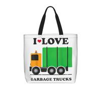 ACVnbm I Love Garbage Trucks Print Large Capacity Zipper Tote Bag,Single Shoulder Bag With Inner Pocket For Daily Outings