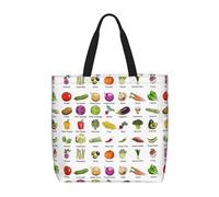 ACVnbm Introduction Of Various Vegetables Print Large Capacity Zipper Tote Bag,Single Shoulder Bag With Inner Pocket For Daily Outings