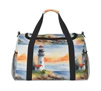 ACVnbm Lighthouse Print Travel Duffel Bag, Large Capacity Hand & Crossbody Overnight Bag With Adjustable Strap