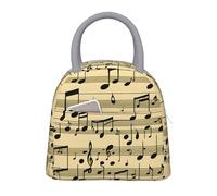 ACVnbm Musical Notes Print Large Insulated Lunch Bag,Work Lunch Box,Portable Lunchbox with Zippers & Front Pocket