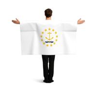 ACVnbm Rhode Island State Flag Print Wearable Flag Cape With Long Sleeves,Festival Cape For Matches,Bar Gatherings