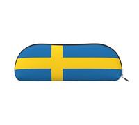ACVnbm Swedish Flag Print Storage Pouch with Zipper Bag, Portable Stationery Cosmetic Organizer for Office Travel