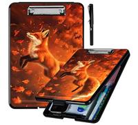 ACWDMKH Clipboard with Storage,Heavy Duty Plastic Storage Clipboard with Low Profile Clip,High Capacity Clip Boards,Teacher Must Haves,Office &Teacher Supplies,with a Pencil,Cute Fox Forest