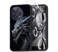 ACWDMKH for Cricket Icon Plus 2026 Phone Case,for AT&T Verge 2 Case with Screen Protector Slim Cute Silicone Shockproof Cover,Scratch-Resistant,Wireless Charging,Heavy Duty,Black Dragon
