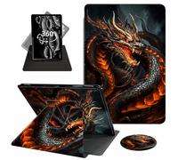 ACWDMKH for iPad 9th Generation Case,iPad Case 8th/7th Generation (2021/2020/2019),360 Degree Rotating Swivel PU Leather Stand Flip Folio with Auto Wake/Sleep Case for iPad 10.2",Red Fire Dragon
