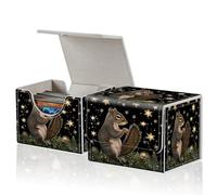 ACWDMKH for MTG Commander Deck Box,Card Deck Box for Trading Yugioh MTG,Fits 100 Double Sleeved Cards,PU Leather Strong Magnet Case for Magic Commander TCG CCG,Cute Squirrel Star