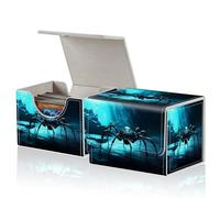 ACWDMKH for MTG Commander Deck Box,Card Deck Box for Trading Yugioh MTG,Fits 100 Double Sleeved Cards,PU Leather Strong Magnet Case for Magic Commander TCG CCG,Black Spider