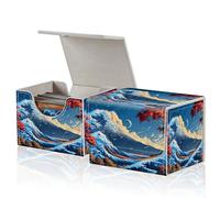 ACWDMKH for MTG Commander Deck Box,Card Deck Box for Trading Yugioh MTG,Fits 100 Double Sleeved Cards,PU Leather Strong Magnet Case for Magic Commander TCG CCG,Sea Wave Moon