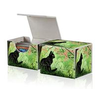 ACWDMKH for MTG Commander Deck Box,Card Deck Box for Trading Yugioh MTG,Fits 100 Double Sleeved Cards,PU Leather Strong Magnet Case for Magic Commander TCG CCG,Green Black Cat