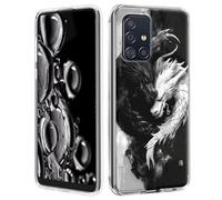 ACWDMKH for Samsung A51 Phone Case,Samsung Galaxy A51 Phone Case Cute Slim for Women,Transparent Dual Layer Clear TPU Hard PC Shockproof Cover Case for Samsung Galaxy A51 5G/4G,White Black Dragon