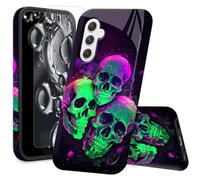 ACWDMKH for Samsung Galaxy A17 5G Phone Case with Screen Protector,for A17 Samsung Phone Case Dual Layer Shockproof Drop Protection,Scratch-Resistant Rugged Heavy Duty Cover,Green Purple Skull