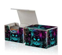 ACWDMKH Glitter Black Cat PU Leather MTG Commander Deck Box, Fits 100 Double Sleeved Cards, Magnetic Closure, 4.1 x 3.15 x 3.54 Inches