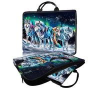 ACWDMKH Laptop Bag,14 15 15.6 inch Laptop Case Sleeve,Computer Sleeve with Handle for Women Men,Carrying Case for MacBook,Dell,Lenovo,Notebook Computer,White Glitter Wolf