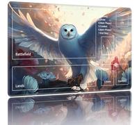 ACWDMKH MTG Playmats for Magic The Gathering-Play Mat,Game Play Mat for MTG TCG 24" x 14" Board Game Card Game Trading Card Game Play Mat with Zones&Storage Bag,Mousepad Desk Mats,Cute White Owl