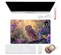 ACWDMKH Warm Desk Pad,Heated Desk Pad,Office Mat,3 Heating Levels & 3 Hours Auto Shut-Off,31.5"*13" Laptop Keyboard Mat,Cute Owl Purple