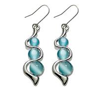 ACWERT Fashion Personalized Cat Eye Gem Wavy Earrings Creative Curve Line Women's Earrings Large Earrings for Women Dangling (1-A, One Size)