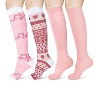 ACWOO 4 Pairs Compression Socks for Women & Men, Graduated Stockings Support, Non-Slip Breathable Flight Socks Running Socks for Sports, Flying, Maternity Pregnancy, Nurses, Travel, Running