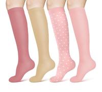 ACWOO 4 Pairs Compression Socks for Women & Men, Graduated Stockings Support, Non-Slip Breathable Flight Socks Running Socks for Sports, Flying, Maternity Pregnancy, Nurses, Travel, Running