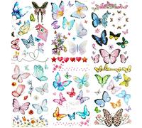 ACWOO Butterfly Temporary Tattoos, 6PCS Glitter Tattoos , Waterproof Removable Stickers Party Bag Fillers, Birthday, Gifts, Supplies, 6PCS-Flash Butterfly, 1.0 count