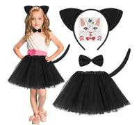 ACWOO Cat Costume for Kids, 5 PCS Animal Costume Set with Accessories, Animal Fancy Dress for Kid, Animal Tutu Dress for Kids Girls Carnival Cosplay Christmas Party