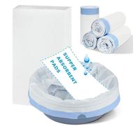 ACWOO Commode Liners with Absorbent Pads for Bedside Commode, 100 Pack Bedside Commode Disposable Bags and 100 Pack Commode Pads, Universal Fit All Standard Toilet Chair Bucket, Camping Toilet Bags