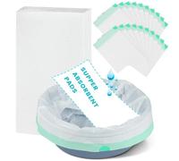 ACWOO Commode Liners with Absorbent Pads for Bedside Commode, 25 Pack Bedside Commode Disposable Bags and 25 Pack Commode Pads, Universal Fit All Standard Toilet Chair Bucket, Camping Toilet Bags