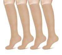 ACWOO Compression Socks for Women & Men, 2 Pairs Graduated Stockings Support, Non-Slip Breathable Flight Socks Running Socks for Sports, Flying, Maternity Pregnancy, Nurses, Travel, Skin Color, S