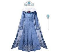ACWOO Costume for Girls, Princess Dress with Princess Crown and Magic Wand, Princess Costume, Princess Dress Up for Birthday Party, Halloween, Carnival, Cosplay (130cm)