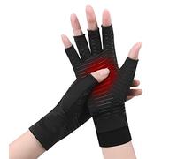 ACWOO Gloves, Fingerless Design Copper Infused Gloves for Women and Men, Provide Support for Hands and Finger Joint, Black, XL