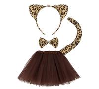ACWOO Leopard Costume Set for Kids - 4PCS Animal Costume with Ears, Headband, Tail, Bow Tie - Fancy Cosplay for Halloween, Birthday, Party