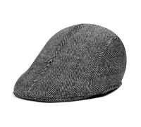 ACWOO Men's Tweed Flat Cap, Newsboy Cap, Driving Hat, Grey, One Size (50-53 cm), Herringbone Pattern, Retro Style, All-Season, Casual Wear, Adult Men