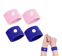 ACWOO Motion Sickness Wristbands, 2 Pairs Natural Sickness Bands for Kids & Adults, Anti-Nausea Wristbands for Car Sea Sickness, Relief Wristbans for Sea Flying Travel (Pink+Blue)