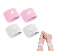 ACWOO Motion Sickness Wristbands, 2 Pairs Natural Sickness Bands for Kids & Adults, Anti-Nausea Wristbands for Car Sea Sickness, Relief Wristbans for Sea Flying Travel (Pink+White)